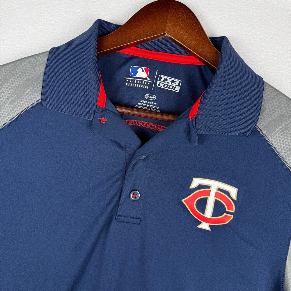 MLB Minnesota Twins Polo Shirt Mens Small Blue TX3 Cool Short Sleeve Performance